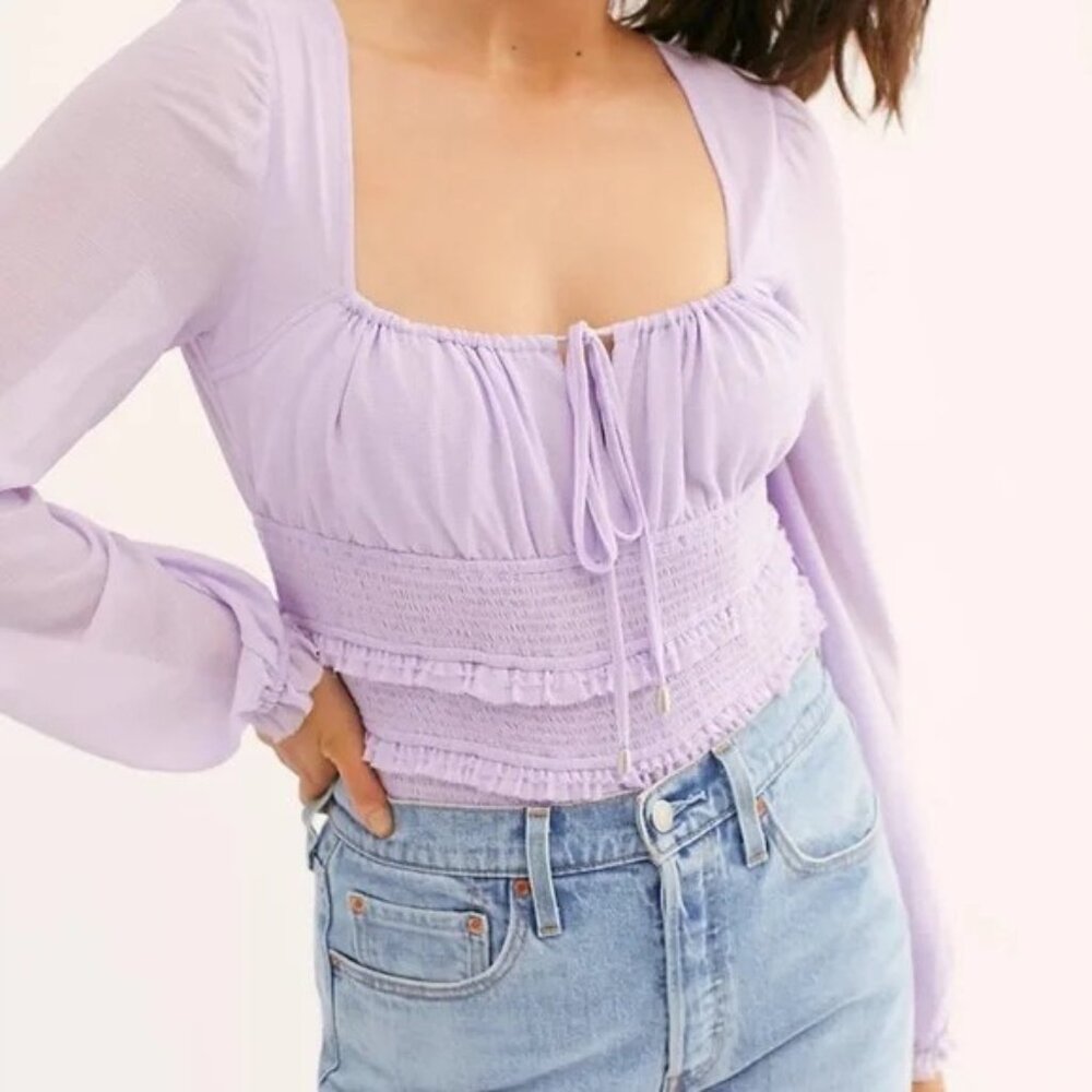 Free People Lolita Long Sleeve Top in Lilac